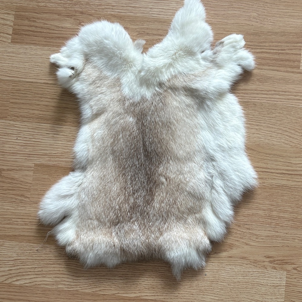 #0138 Cream Brown Gray Rabbit Fur Pelt Craft Supply